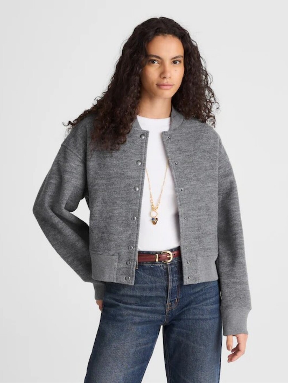 Madewell Double Faced Knit Bomber Jacket Size XL NWT Heather Charcoal